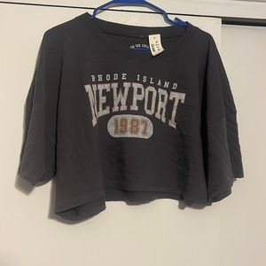 Grey Areopostale OG cropped boyfriend tee, Size XL, never worn, new with tags.